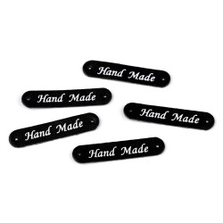 Aplicatie / eticheta din piele ecologică hand made 10x48 mm - Negru (200 Bucăți)