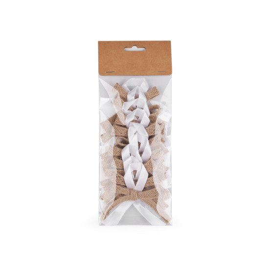 Fundițe pentru mărturii, cocarde nuntă / botez, - Ecru natural (100 Bucăți) Fundițe pentru mărturii, cocarde nuntă / botez, - Ecru natural (100 Bucăți)