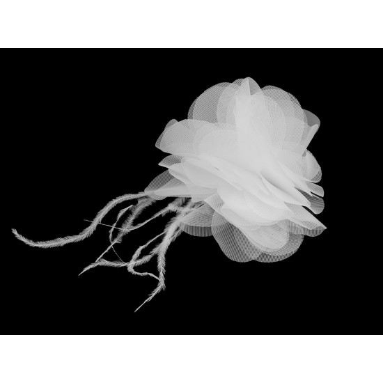 Floare de sifon cu pene ø8-9 cm - Gri petrol (1 Bucată) Floare de sifon cu pene ø8-9 cm - Gri petrol (1 Bucată)