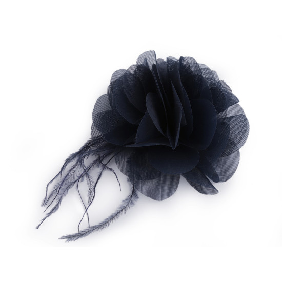 Floare de sifon cu pene ø8-9 cm - Gri petrol (1 Bucată) Floare de sifon cu pene ø8-9 cm - Gri petrol (1 Bucată)