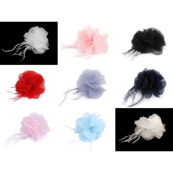 Floare de sifon cu pene ø8-9 cm - Gri petrol (1 Bucată) Floare de sifon cu pene ø8-9 cm - Gri petrol (1 Bucată)