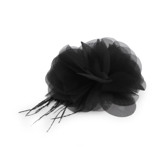 Floare de sifon cu pene ø8-9 cm - Gri petrol (1 Bucată) Floare de sifon cu pene ø8-9 cm - Gri petrol (1 Bucată)