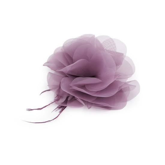 Floare de sifon cu pene ø8-9 cm - Gri petrol (1 Bucată) Floare de sifon cu pene ø8-9 cm - Gri petrol (1 Bucată)