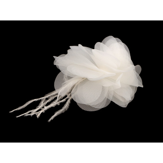Floare de sifon cu pene ø8-9 cm - Gri petrol (1 Bucată) Floare de sifon cu pene ø8-9 cm - Gri petrol (1 Bucată)