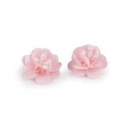 Floare cu paiete și mărgele ø3,8 cm - Roz deschis (10 Bucăți)