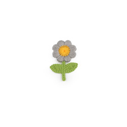 Floare brodata 2,4x3,7 cm - Gri deschis (10 Bucăți)