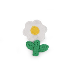 Floare brodata 3,8 x 6 cm - Alb (10 Bucăți)