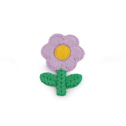 Floare brodata 3,8 x 6 cm - Mov deschis (10 Bucăți)