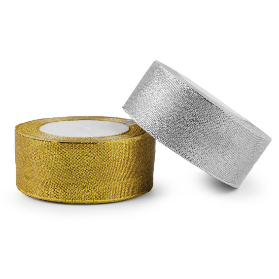 Panglică cu lurex, lățime 38 mm - Auriu (1 Metru)