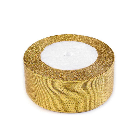 Panglică cu lurex, lățime 38 mm - Auriu (1 Metru)