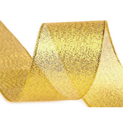 Panglică cu lurex, lățime 38 mm - Auriu (1 Metru)