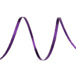 Panglică dublu satinată cu lurex, lățime 3 mm - Violet (100 Metri)