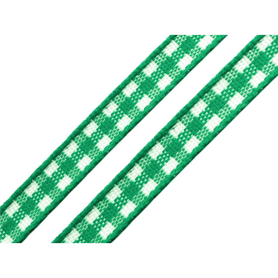 Panglică în carouri, lățime 6 mm - Verde (100 Metri) Panglică în carouri, lățime 6 mm - Verde (100 Metri)