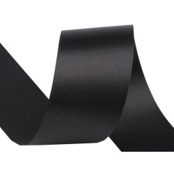 Panglică dublu satinată, lățime 40 mm - Negru (100 Metri)
