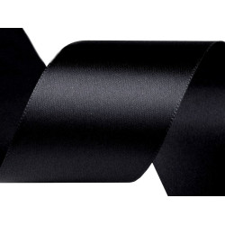 Panglică dublu satinată, lățime 50 mm - Negru (100 Metri)