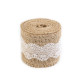 Panglică din iută cu dantelă, lățime 50 mm, 60 mm - Ecru natural (1 Bucată) Panglică din iută cu dantelă, lățime 50 mm, 60 mm - Ecru natural (1 Bucată)