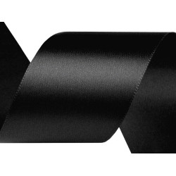 Panglică satin, lățime 50 mm, 3 m/buc - Negru (3 Metri)