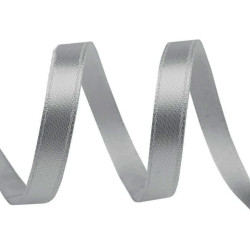 Panglică satin, lățime 6 mm, 5 m/buc - Gri neutral (100 Metri)