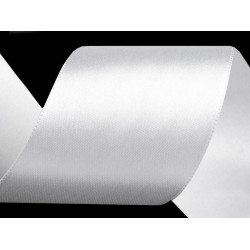 Panglică satin, lățime 40 mm, 5 m/buc - Alb (100 Metri)