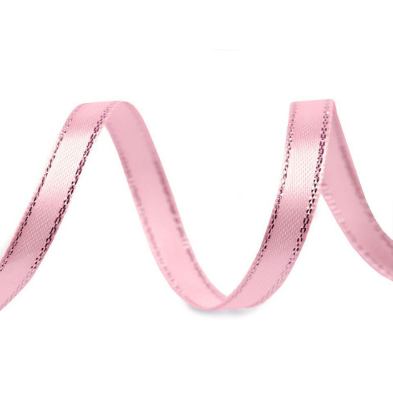 Panglică satinată cu lurex, rolă 6mm/5m - Crem foarte deschis (5 Metri)