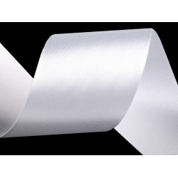 Panglică dublu satinată, lățime 50 mm, 5 m/pac - Alb (25 Metri)