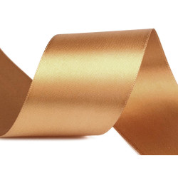 Panglică dublu satinată, lățime 50 mm, 5 m/pac - Auriu (25 Metri)