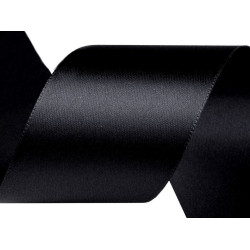 Panglică dublu satinată, lățime 50 mm, 5 m/pac - Negru (25 Metri)