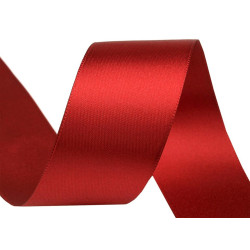 Panglică dublu satinată, lățime 40 mm, 5 m/pac - Roșu (25 Metri)