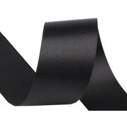 Panglică dublu satinată, lățime 40 mm, 5 m/pac - Negru (25 Metri)