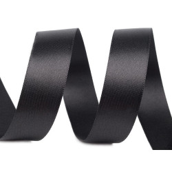Panglică dublu satinată, lățime 24 mm, 5 m/pac - Negru (100 Metri)