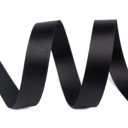 Panglică dublu satinată, lățime 15 mm, 5 m/pac - Negru (100 Metri)