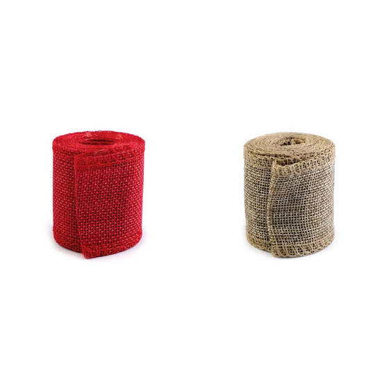 Panglică imitație iută, lățime 50 mm - Ecru (1 Bucată) Panglică imitație iută, lățime 50 mm - Ecru (1 Bucată)