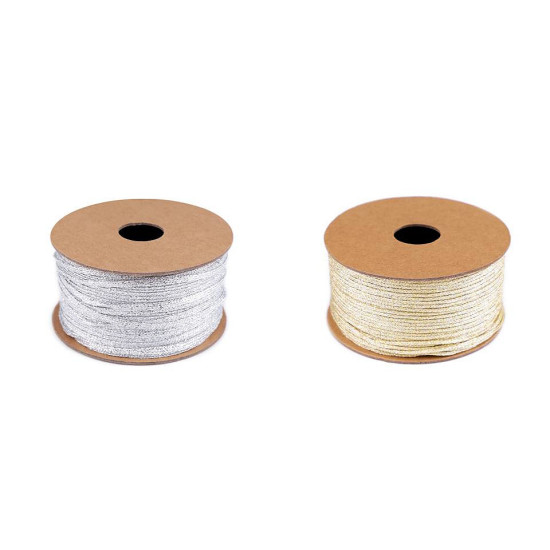 Panglică lurex, lățime 3 mm - Auriu deschis (200 Metri)