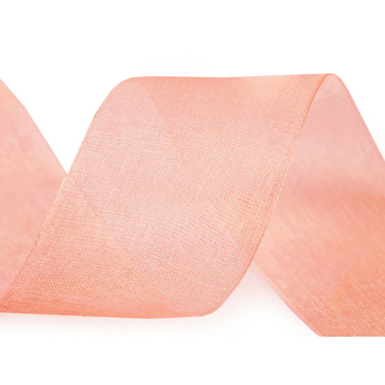 Panglică organza, lățime 40 mm - Alb (1 Metru)