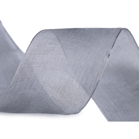 Panglică organza, lățime 40 mm - Alb (1 Metru)
