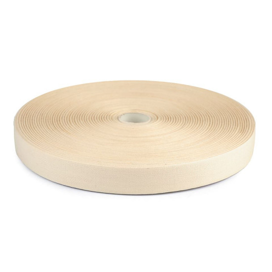 Panglică din bumbac uni, lățime 20 mm - Ecru deschis (300 Metri) Panglică din bumbac uni, lățime 20 mm - Ecru deschis (300 Metri)