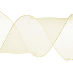 Panglică organza cu efect perlat, lățime 80m - Crem deschis (1 Metru)