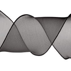 Panglică organza cu efect perlat, lățime 80m - Negru (1 Metru)