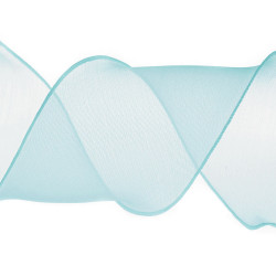 Panglică organza cu efect perlat, lățime 80m - Verde mentă (1 Metru)