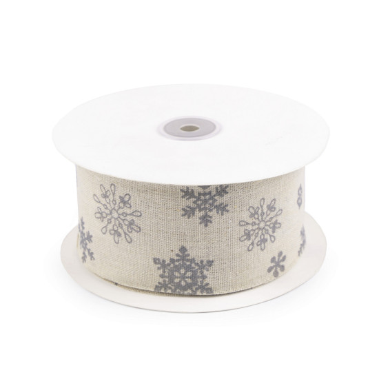 Panglică din in cu fulgi de zăpadă, lățime 63 mm - Ecru deschis (1 Metru) Panglică din in cu fulgi de zăpadă, lățime 63 mm - Ecru deschis (1 Metru)