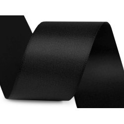 Panglică dublu satinată mată, lățime 40 mm - Negru (100 Metri)