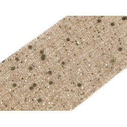 Panglică imitație iută cu sclipici, lățime 60 mm - Ecru natural (1 Metru)