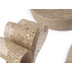 Panglică imitație iută cu sclipici, lățime 60 mm - Ecru natural (1 Metru) Panglică imitație iută cu sclipici, lățime 60 mm - Ecru natural (1 Metru)