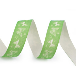 Panglica din bumbac cu flutri latime 15 mm - Verde deschis (20 Metri)