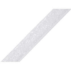 Panglică din catifea lurex lățime 10 mm - Alb (1 Metru)