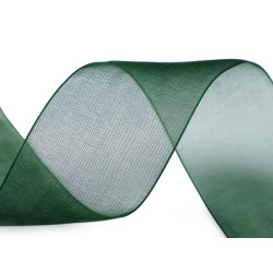 Panglica organza latime 38 mm - Verde închis (200 Metri)