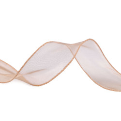 Panglică din organza cu luciu perlat, lățime 40 mm - Auriu (1 Metru)