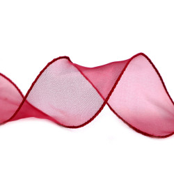 Panglică din organza cu luciu perlat, lățime 55 mm - Bordo (1 Metru)