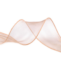 Panglică din organza cu luciu perlat, lățime 55 mm - Auriu închis (1 Metru)