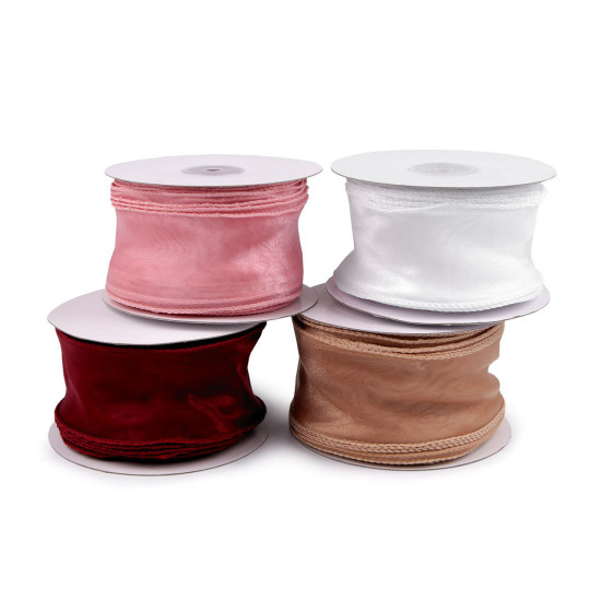 Panglică din organza cu luciu perlat, lățime 55 mm - Roz pudrat (1 Metru) Panglică din organza cu luciu perlat, lățime 55 mm - Roz pudrat (1 Metru)